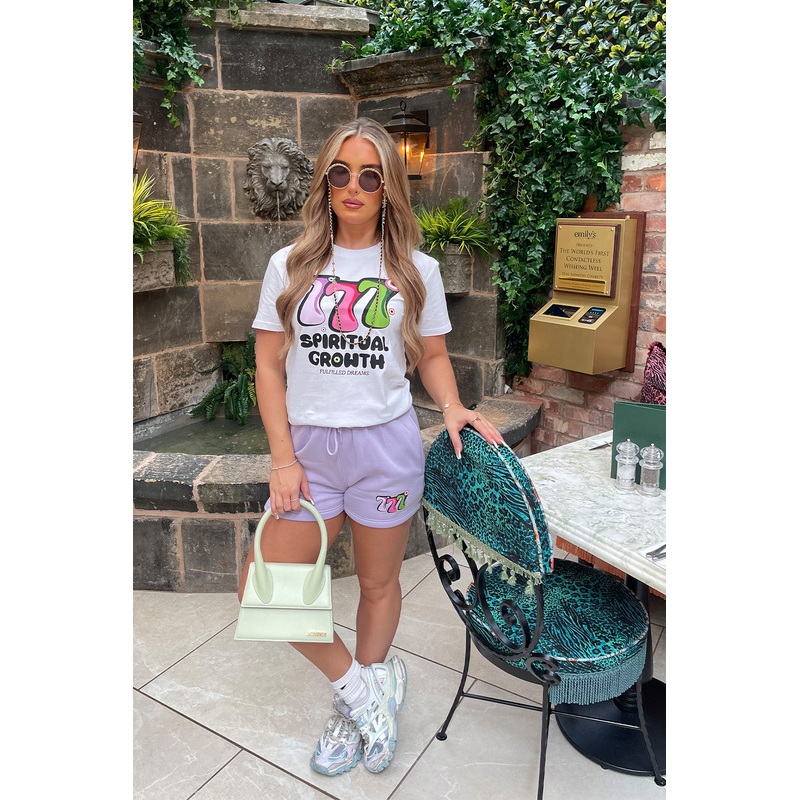 Spiritual Growth Lilac & White Printed short loungewear set