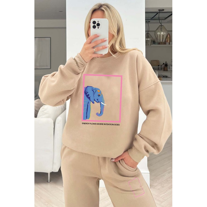 Energy Flows Stone Printed sweater loungewear set