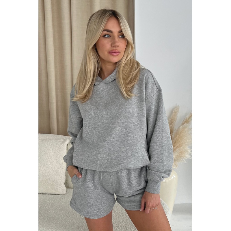 Glamify basics melange grey relaxed hoodie