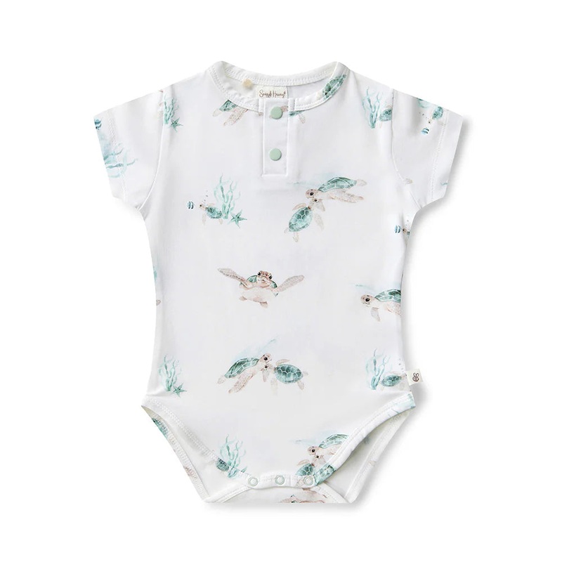 Snuggle Hunny - Organic Short Sleeve Bodysuit | Turtle