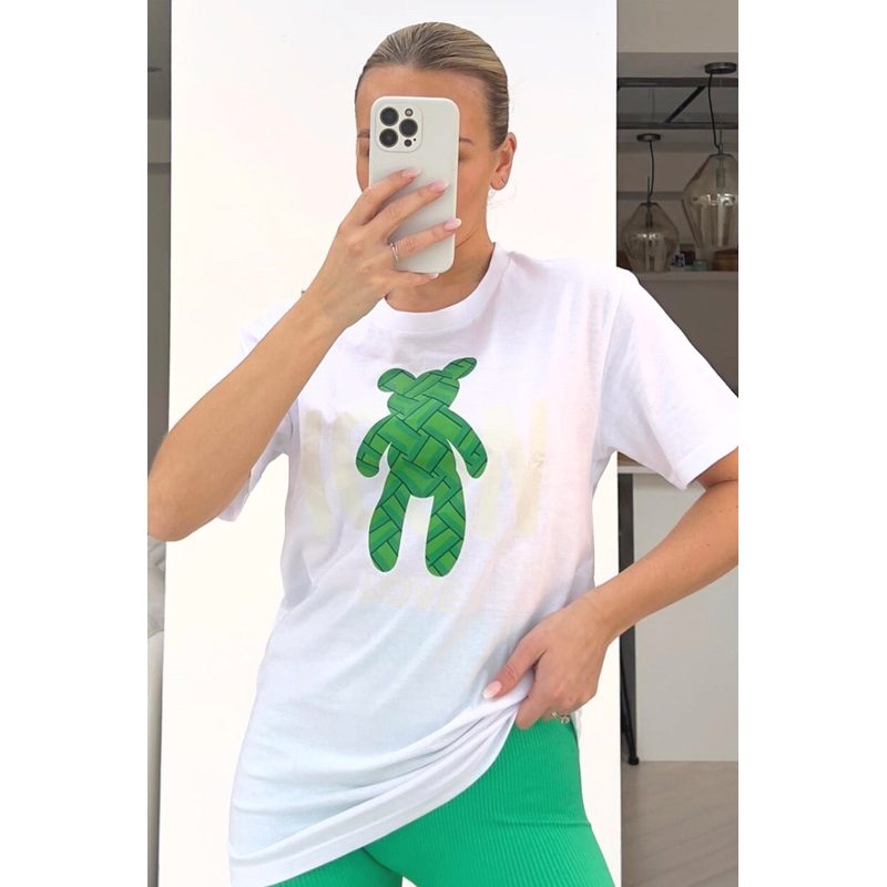 Icon Teddy White printed tee
