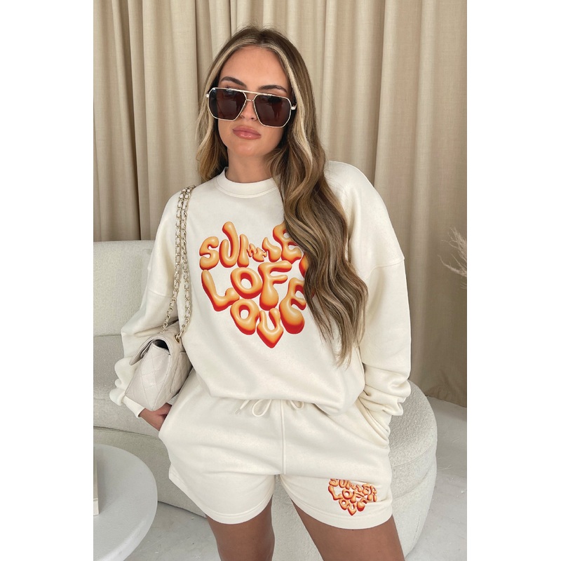 Summer of Love ecru PREMIUM loungewear set