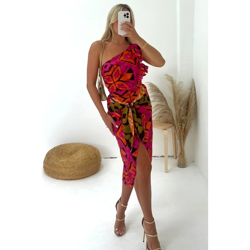 Abigail patterned crop top and midi skirt