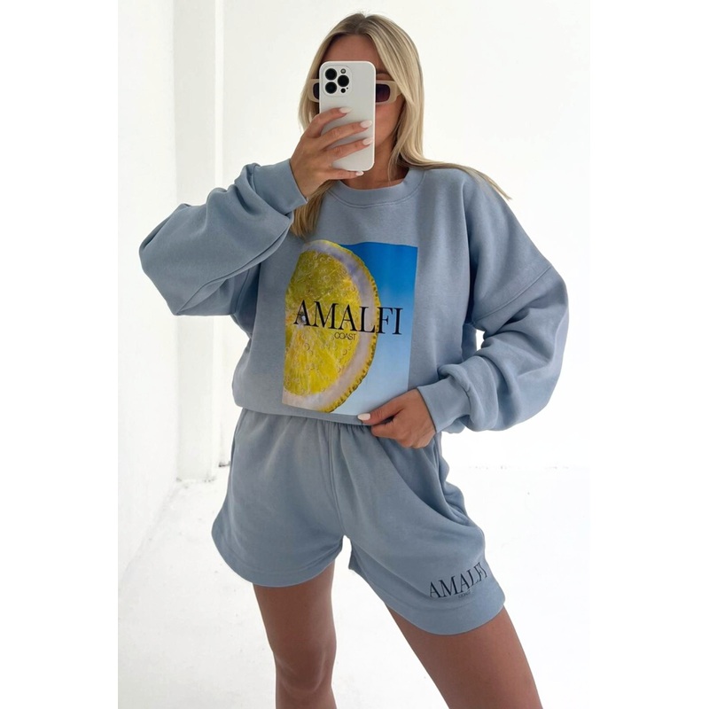 Amalfi baby blue printed sweater loungewear set