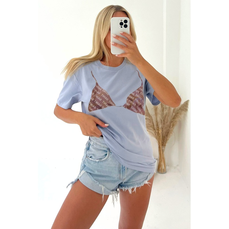 Bra baby blue Print T-shirt