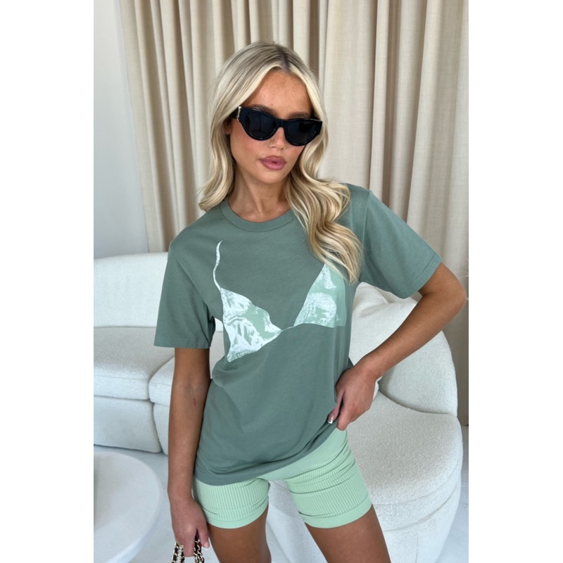 Khaki Bra printed T-shirt
