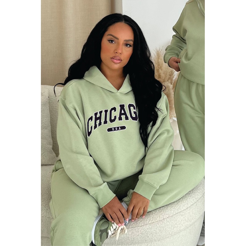 Chicago sage embroidered hoodie premium essentials
