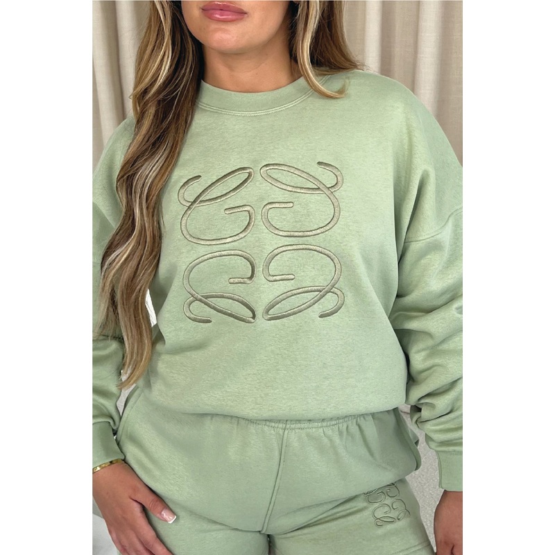'GeGe' sage embroidered sweater premium essentials