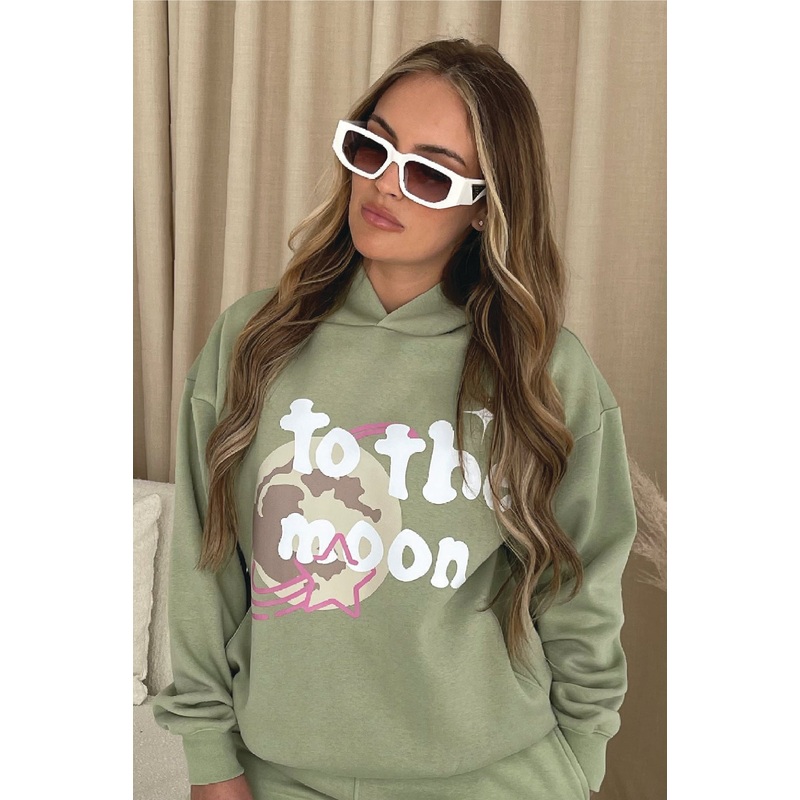 To the moon hoodie sage premium essentials