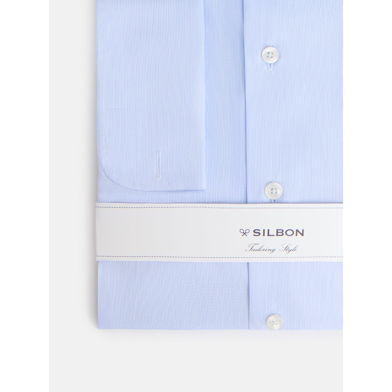 Camisa vestir mini rayas puo doble celeste