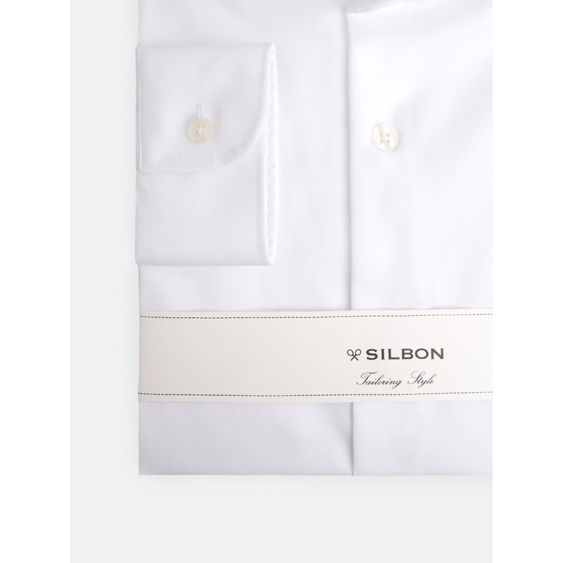 Easy iron single cuff white dress shirt