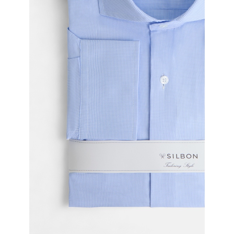 Light blue houndstooth mini dress shirt