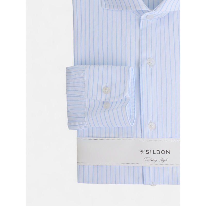 Light blue wide stripe dress shirt