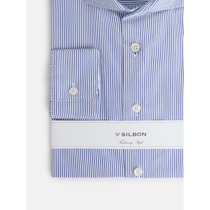 Navy blue mid-stripe dress shirt