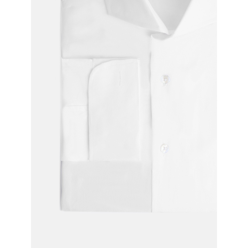 White herringbone double cuff dress shirt