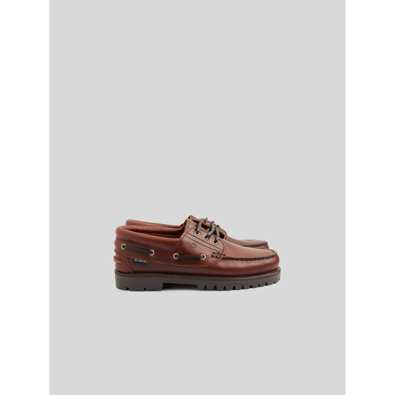 Brown leather nautical kids sport shoe