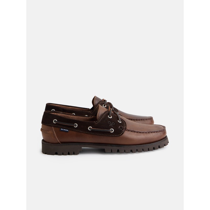 Dark brown combined nautical sport shoe