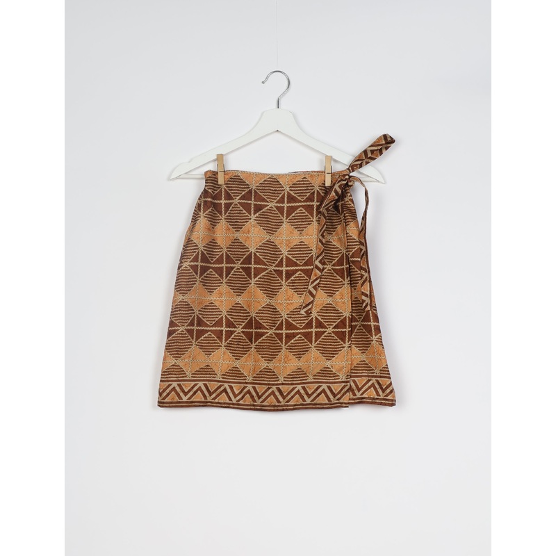 Wraparound Skirt - Beige Geometric