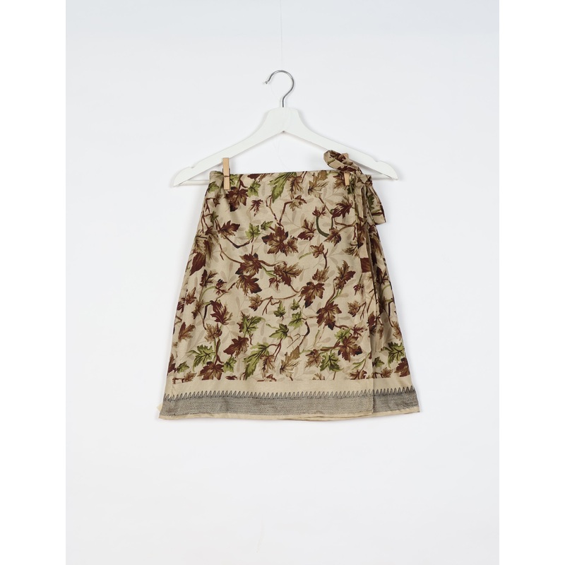 Wraparound Skirt - Beige Leaves