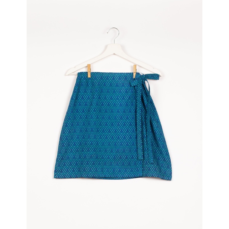 Wraparound Skirt - Blue Micro Design