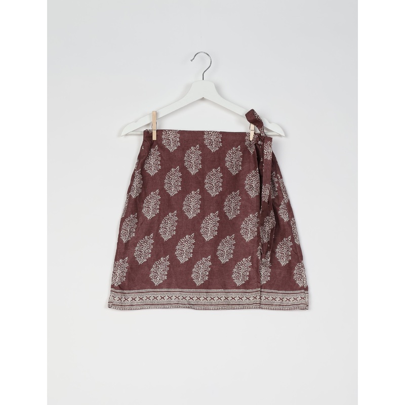 Wraparound Skirt - Brown Leaves
