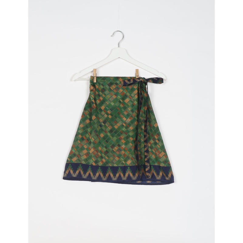 Wraparound Skirt - Green Geometric