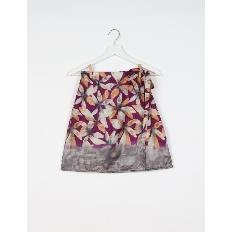 Wraparound Skirt - Purple Leaves