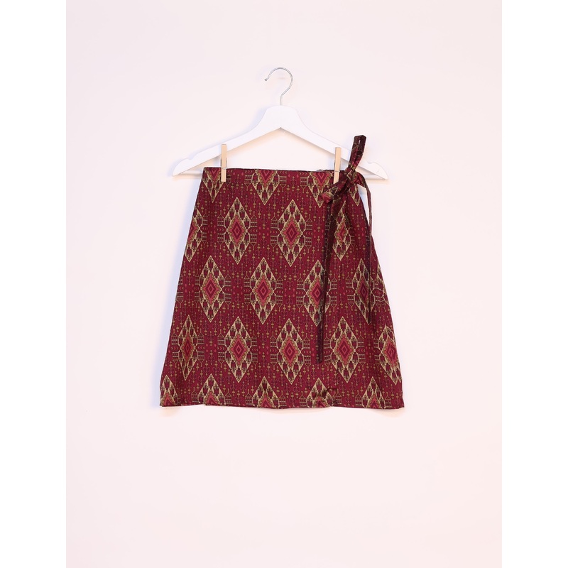 Wraparound Skirt - Red Indian Ethnic