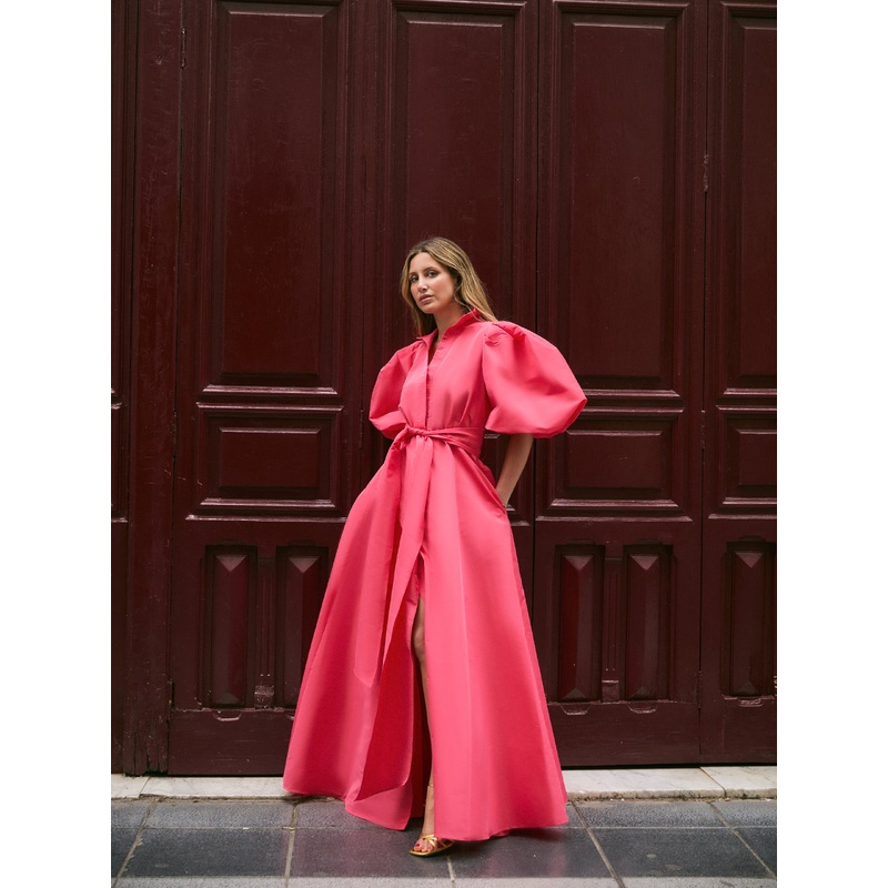 CaprileXSilbon red taffeta shirt dress