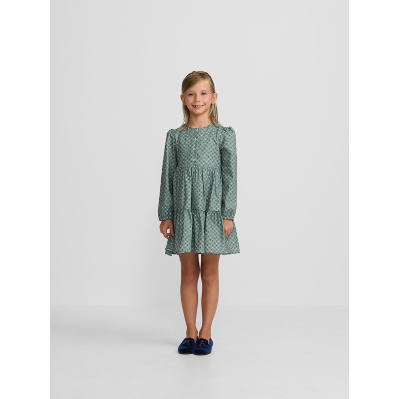 Green printed girl dress