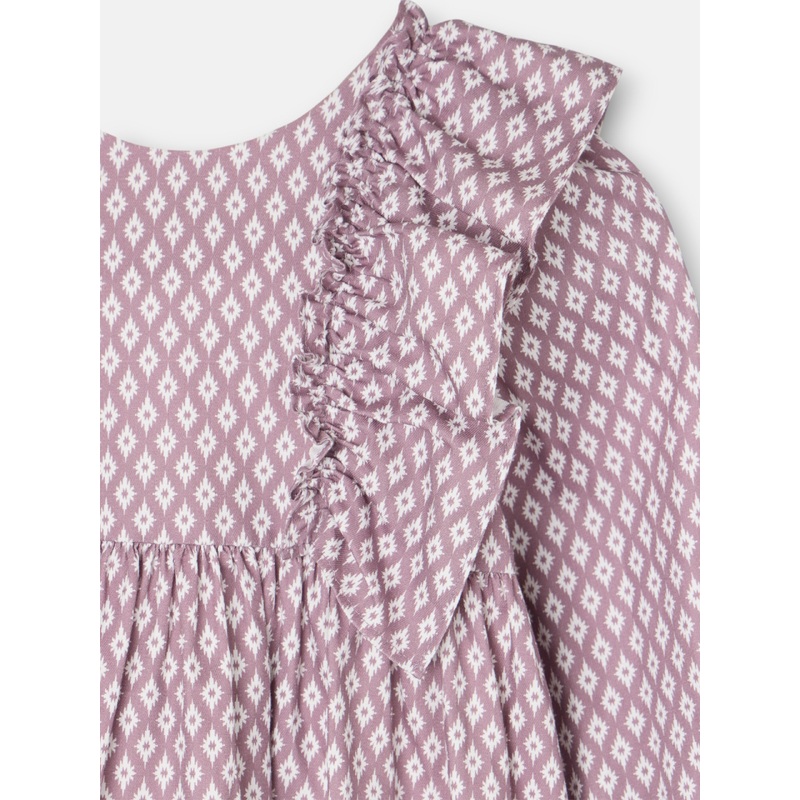 Purple ethnic print girl dress