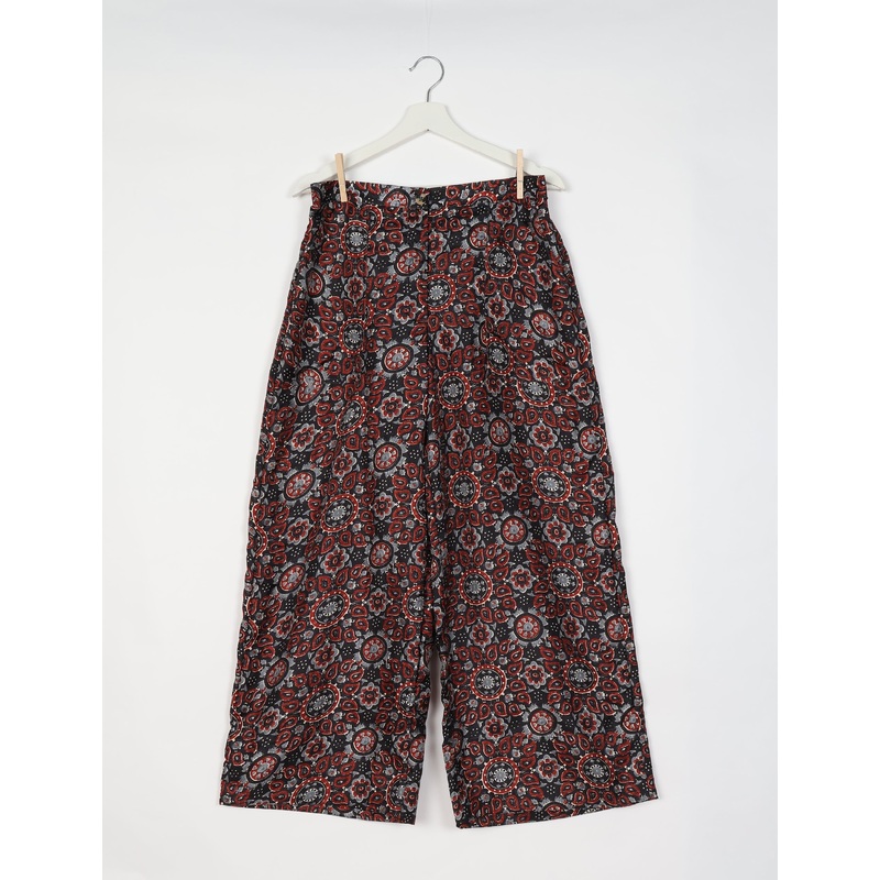 Wide Leg Patch Pocket Pants - Blue Tropical