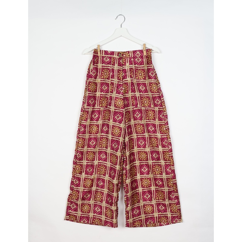 Wide Leg Patch Pocket Pants - Pink Indian Ethnic