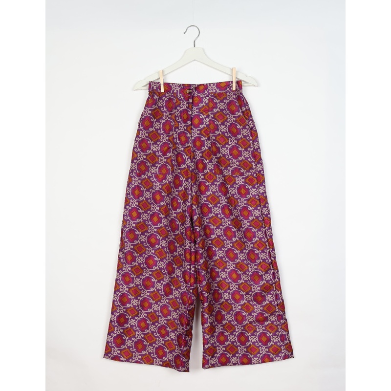 Wide Leg Patch Pocket Pants - Purple Indian Ethnic