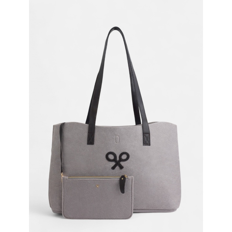 Gray felt racket bag