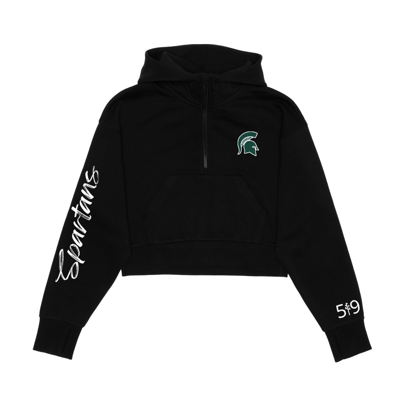 SPARTANS SIGNATURE SLEEVE CROPPED SCUBA 1/2 ZIP HOODIE (WOMENS)