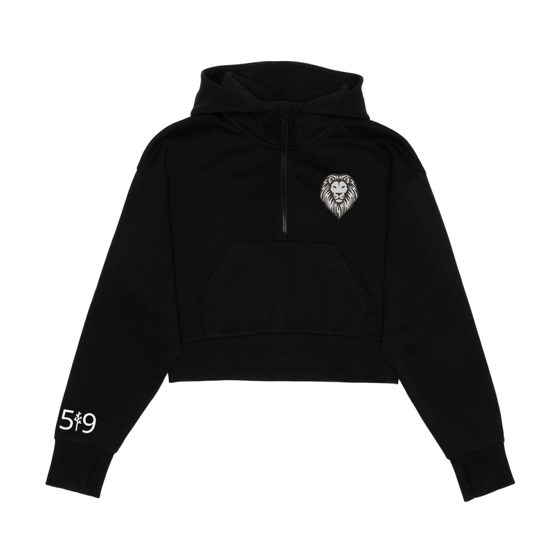 SOUTH EMBROIDERED CROPPED SCUBA 1/2 ZIP HOODIE (WOMENS)