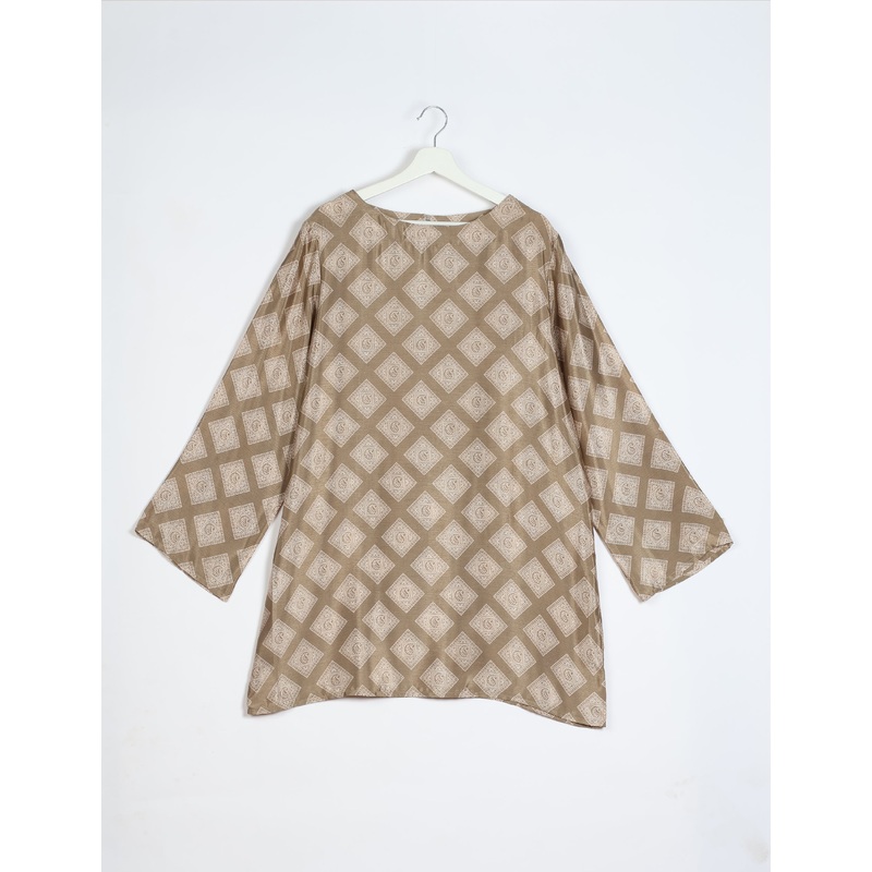 Swing Dress - Beige Geometric