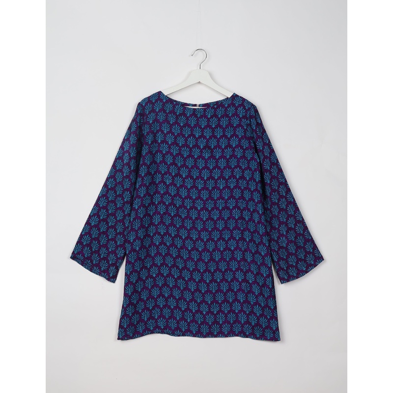 Swing Dress - Blue Leaves