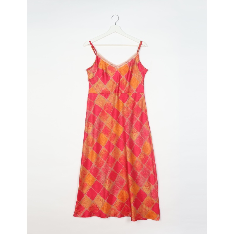 Strap Dress - Orange Geometric