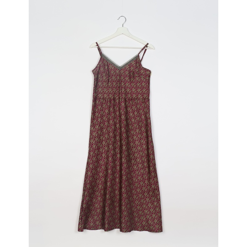 Strap Dress - Pink Leaves