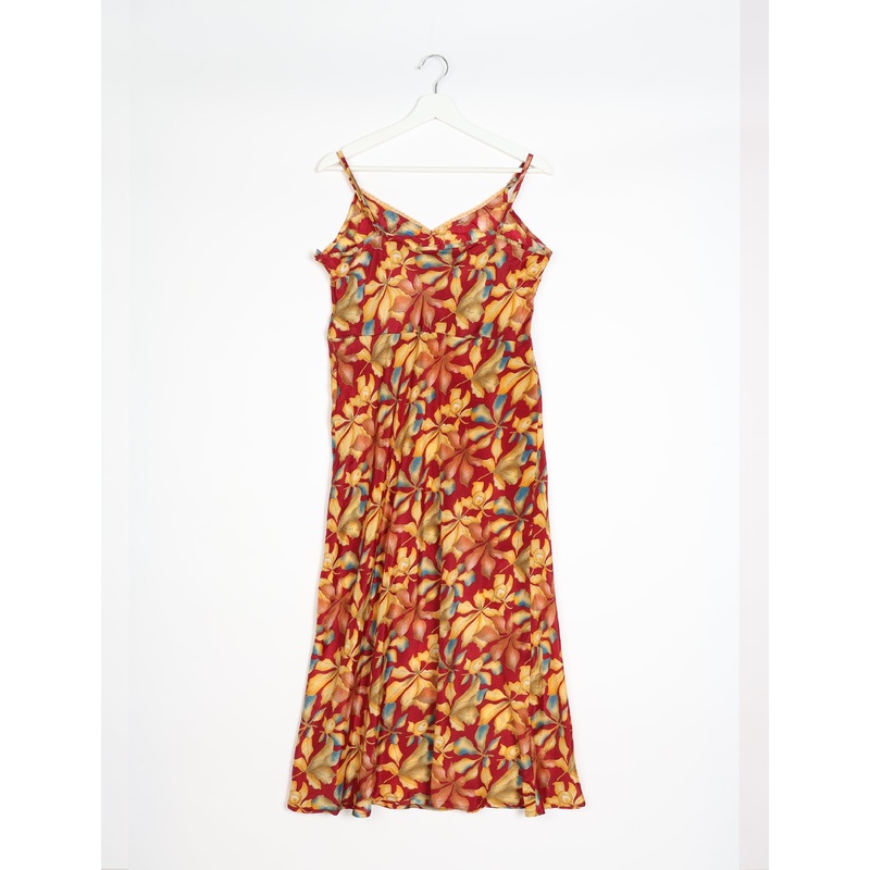 Strap Dress - Red Leaves