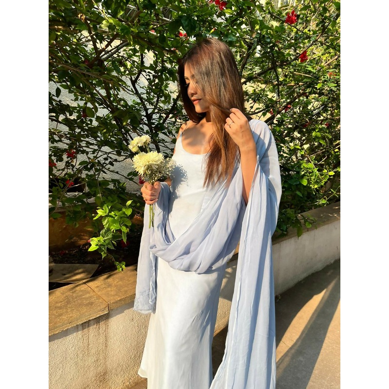 Zoya Light Blue Georgette Suit