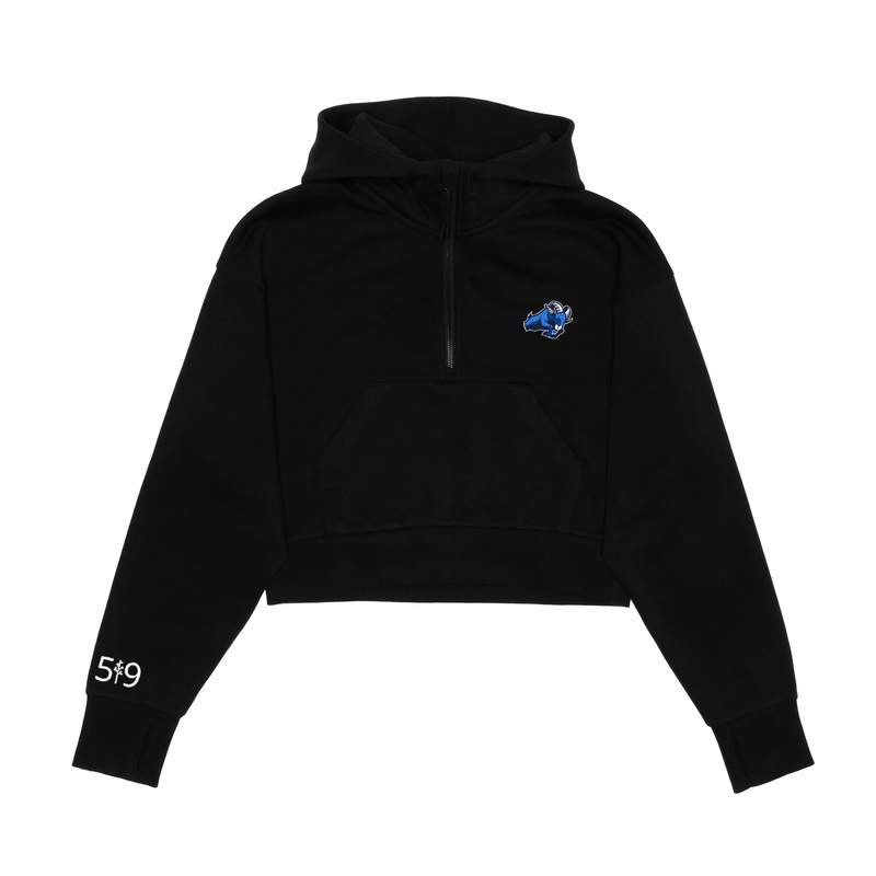 RIVERSIDE EMBROIDERED CROPPED SCUBA 1/2 ZIP HOODIE (WOMENS)