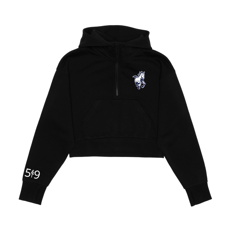 PARKSIDE EMBROIDERED CROPPED SCUBA 1/2 ZIP HOODIE (WOMENS)