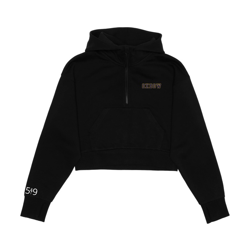 OXBOW EMBROIDERED CROPPED SCUBA 1/2 ZIP HOODIE (WOMENS)