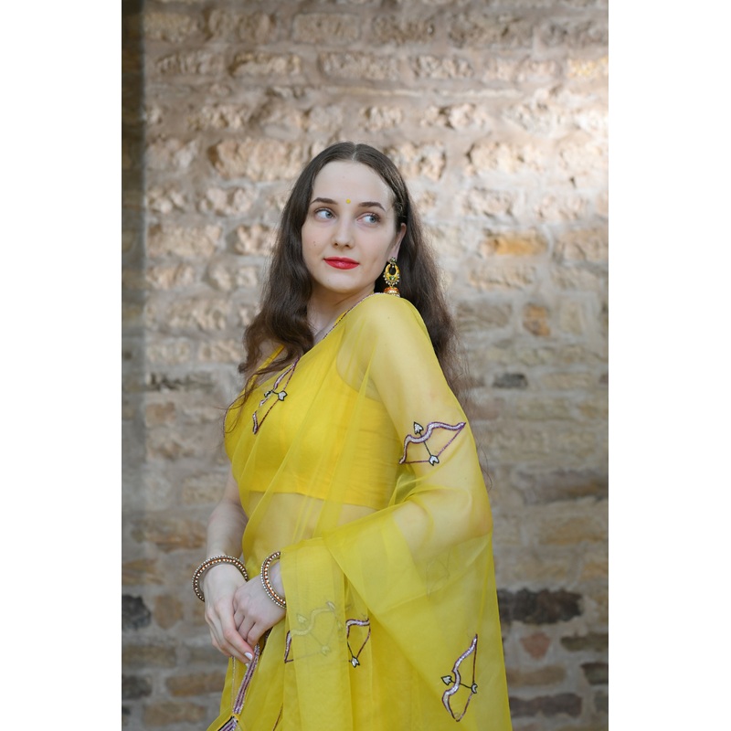 Zodiac Sign Silk Organza Saree