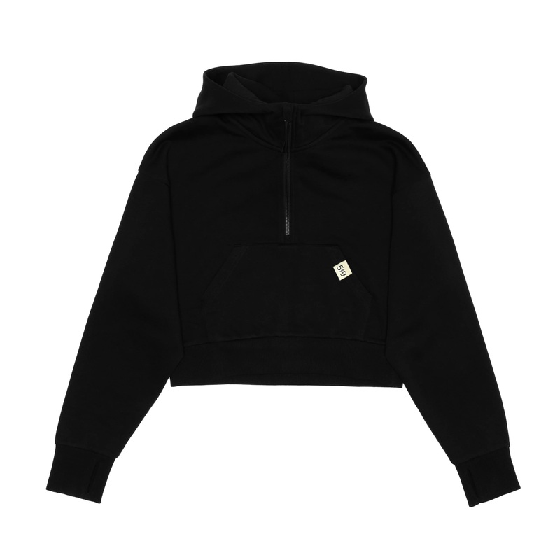 BASIC CROPPED SCUBA 1/2 ZIP HOODIE (WOMENS)