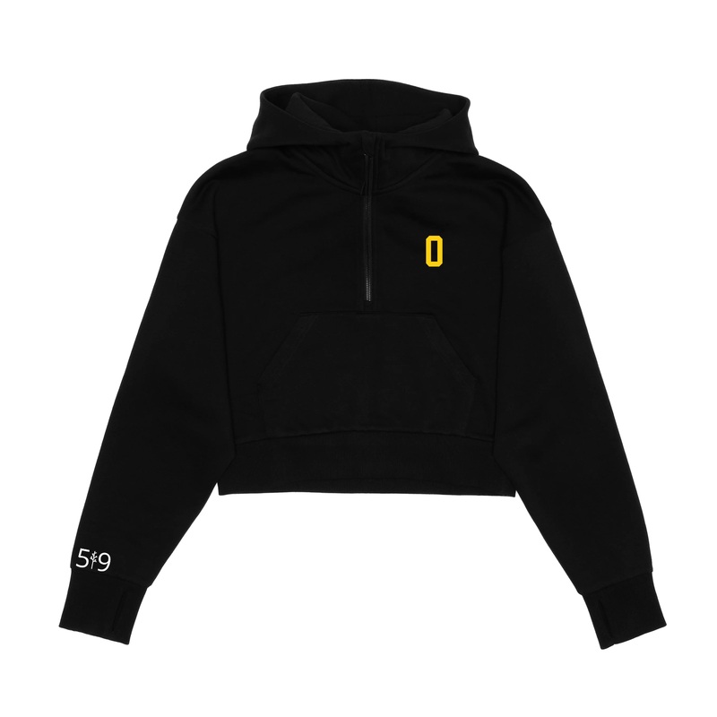 OLD NORTH EMBROIDERED CROPPED SCUBA 1/2 ZIP HOODIE (WOMENS)