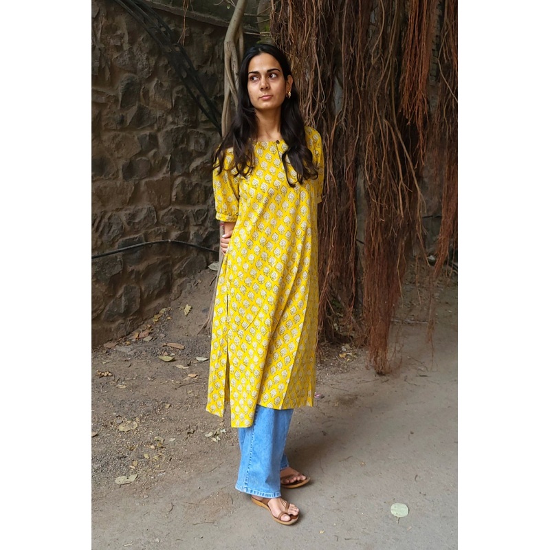 Aayesha Bagru Long Kurta